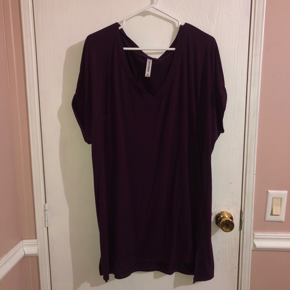 3X soft purple v neck top
